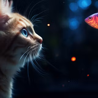 Cat and fish wallpaper