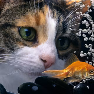 Cat and fish wallpaper