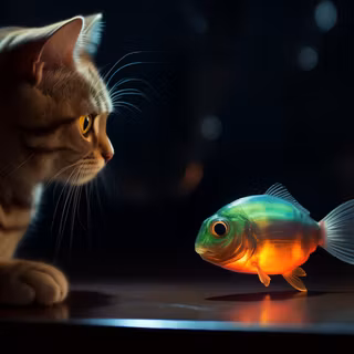 Cat and fish wallpaper