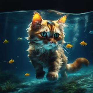 Cat and fish wallpaper