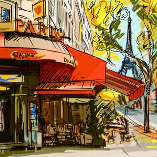 French cafe wallpaper