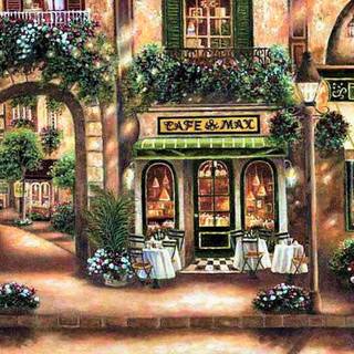 French cafe wallpaper