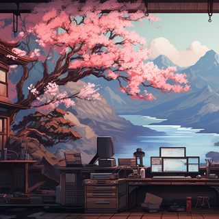 Lofi Cherry Blossom desktop wallpaper