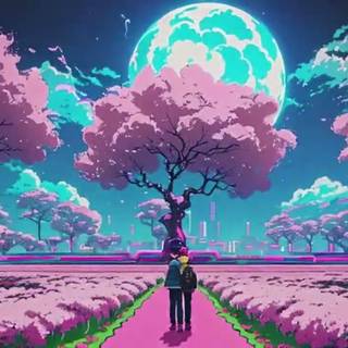 Lofi Cherry Blossom desktop wallpaper