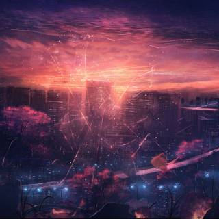 4k anime city PC wallpaper