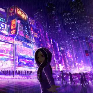 4k anime city PC wallpaper