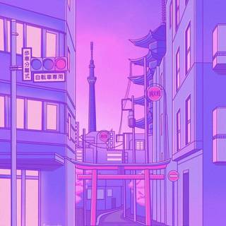 Aesthetic pastel purple anime iPad wallpaper