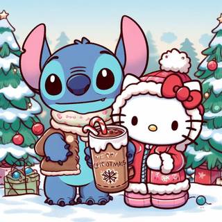 Hello Kitty and Stitch wallpaper