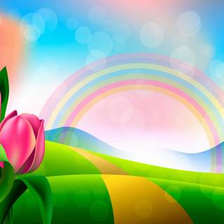 Spring rainbow road wallpaper