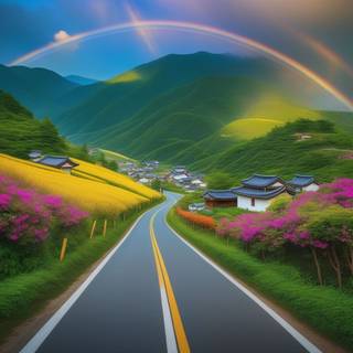 Spring rainbow road wallpaper