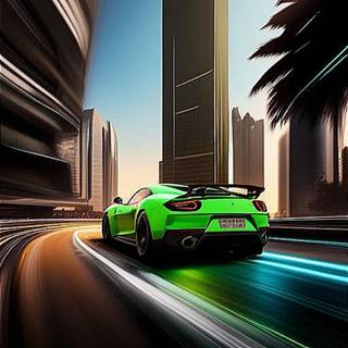 Green car 4k wallpaper