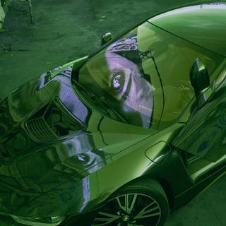 Green car 4k wallpaper