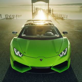 Green car 4k wallpaper