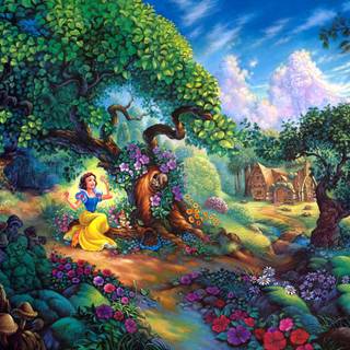 Snow White and Seven Dwarfs 4k wallpaper