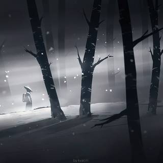 Night snow 4k wallpaper