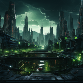 Destroyed futuristic anime city wallpaper