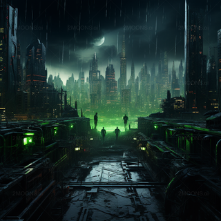 Destroyed futuristic anime city wallpaper