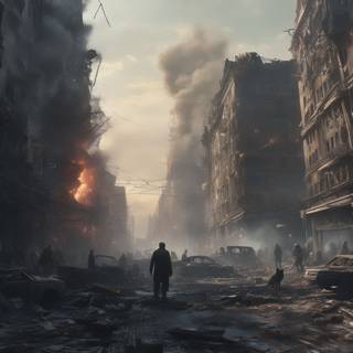 Destroyed futuristic anime city wallpaper