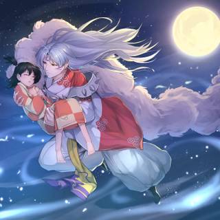 Sesshomaru and Rin Yashahime desktop wallpaper