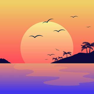 Aesthetic sunset computer wallpaper