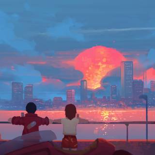 Aesthetic sunset computer wallpaper