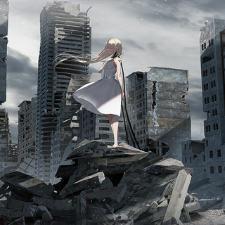 Anime city destruction wallpaper