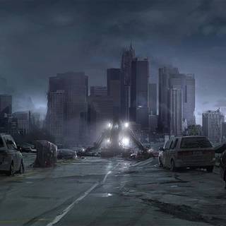 Anime city destruction wallpaper