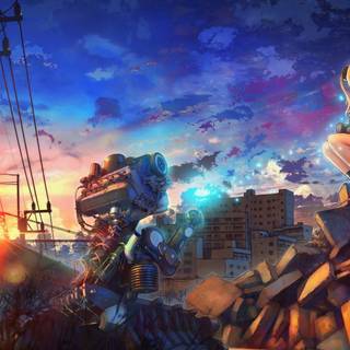 Anime city destruction wallpaper
