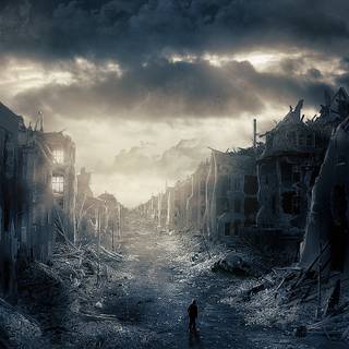 Anime city destruction wallpaper