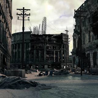 Anime city destruction wallpaper