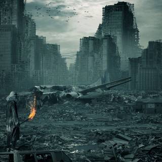 Anime city destruction wallpaper