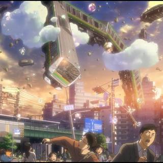 Anime city destruction wallpaper