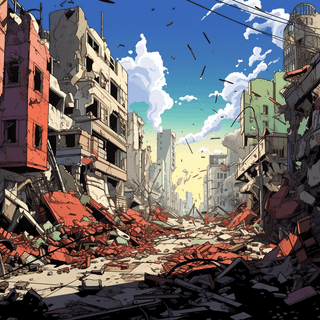 Anime city destruction wallpaper
