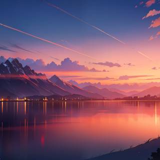 Anime sunset 4k PC wallpaper