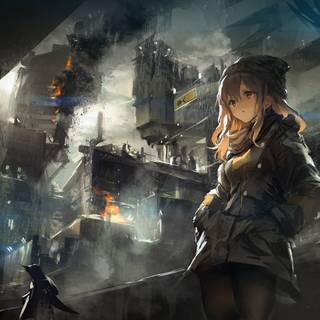 Anime city destruction wallpaper