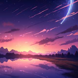 Anime sunset 4k PC wallpaper