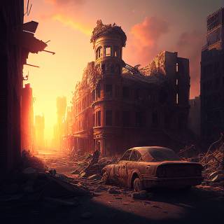 Anime city destruction wallpaper