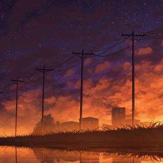 Anime sunset 4k PC wallpaper