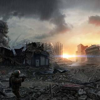 Anime city destruction wallpaper