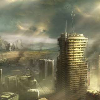 Anime city destruction wallpaper