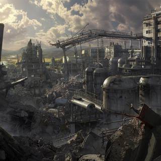 Anime city destruction wallpaper