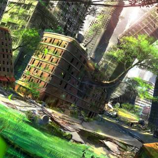 Anime city destruction wallpaper