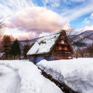 8k winter village wallpaper