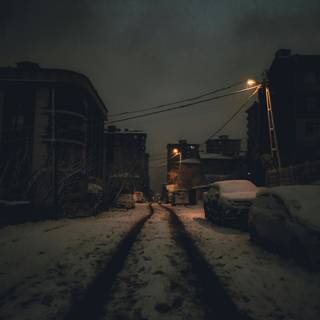 Dark street winter wallpaper