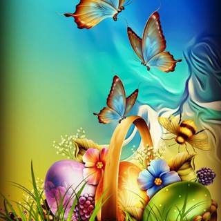 Easter and butterflies wallpaper