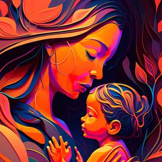 Mother and son 4k wallpaper