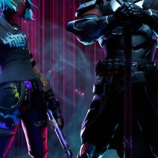 Blue and red Fortnite iPhone wallpaper