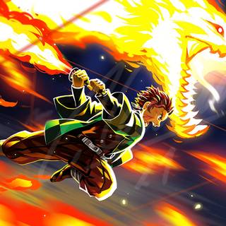 Tanjiro flame dragon wallpaper