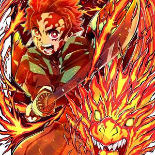 Tanjiro flame dragon wallpaper