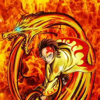 Tanjiro flame dragon wallpaper